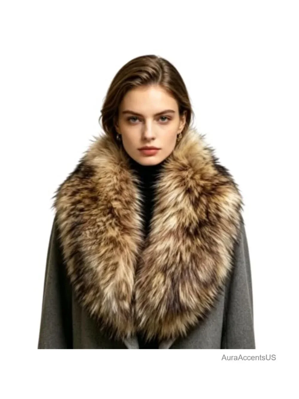 Faux Fur Collar Scarf Detachable Hood Trim Replacement Neck Warmer for Winter